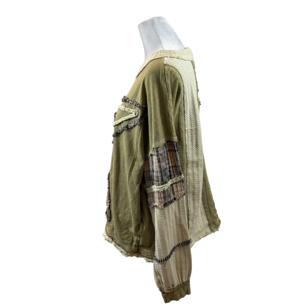 Ladies Oli & Hali Washed Star Patchwork Top Green‎ and Beige Size Small - Picture 7 of 12